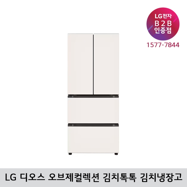 [LG B2B] LG 디오스 오브제컬렉션 김치톡톡 4도어 402L 김치냉장고 Z408MEEF23 (베이지)