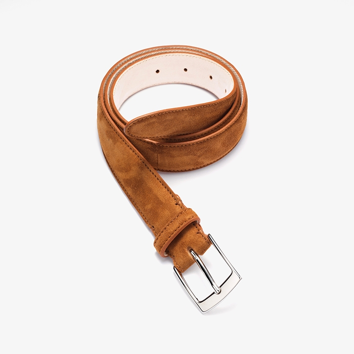 CASHMERE SUEDE CALF LEATHER BELT CAMEL