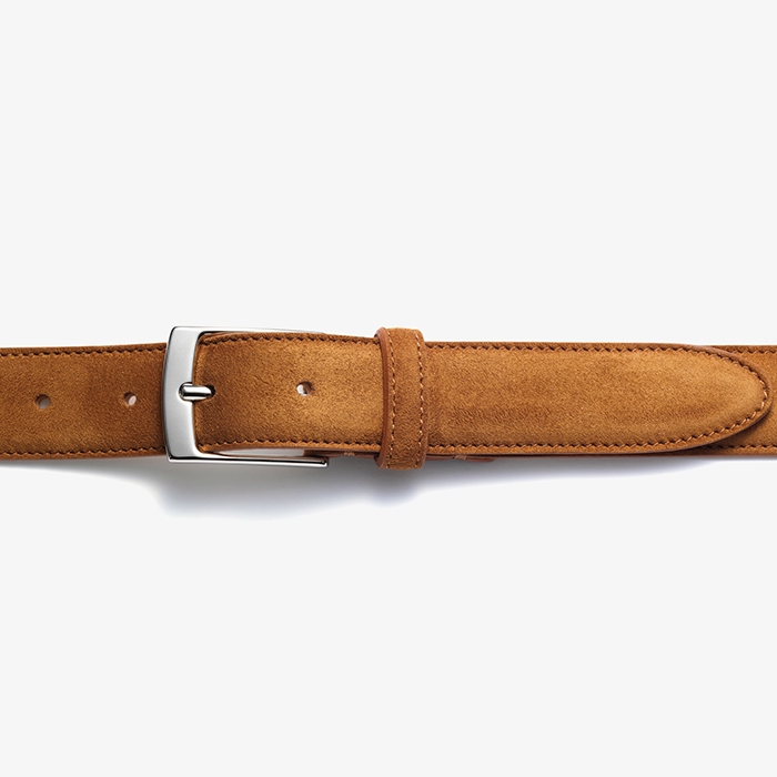 CASHMERE SUEDE CALF LEATHER BELT CAMEL