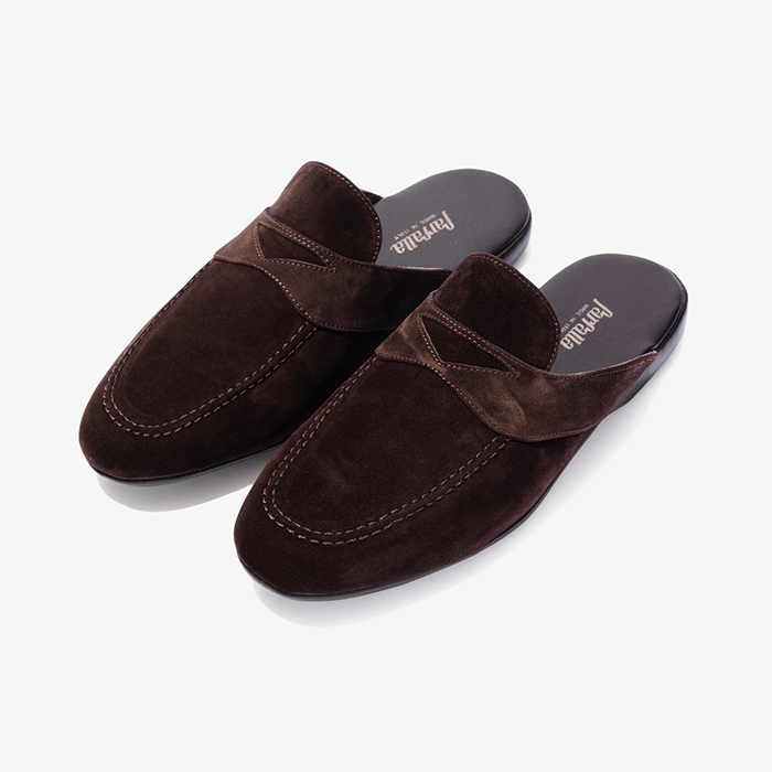 SLIPPERS (SUEDE) DARK BROWN