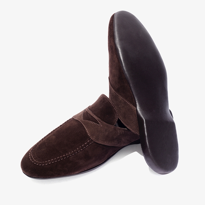 SLIPPERS (SUEDE) DARK BROWN