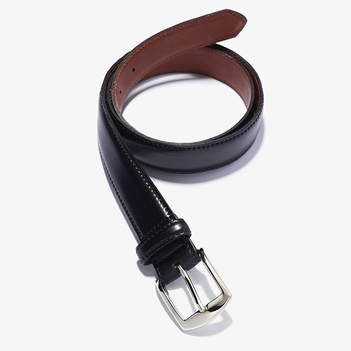 NICKEL BUCKLE CORDOVAN BELT BLACK