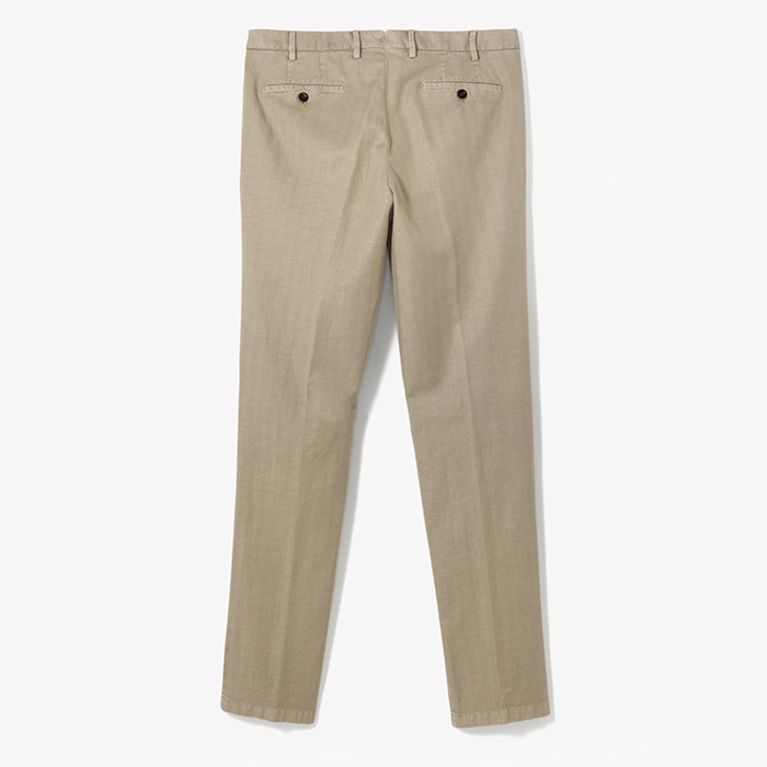 SLIMFIT COTTON PANTS (HERRINGBONE) DARK BEIGE