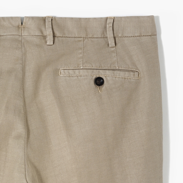 SLIMFIT COTTON PANTS (HERRINGBONE) DARK BEIGE