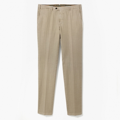 SLIMFIT COTTON PANTS (HERRINGBONE) DARK BEIGE