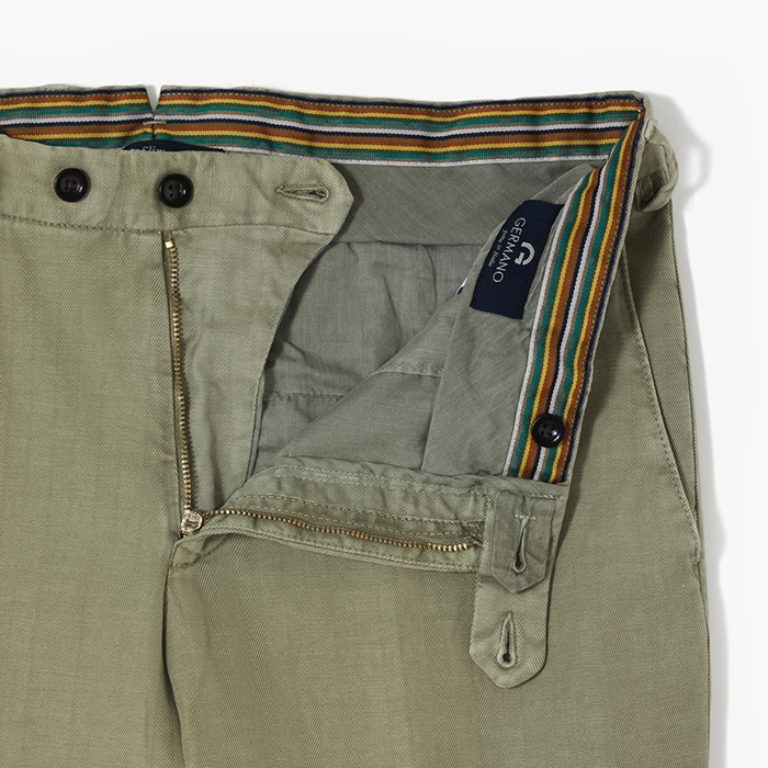 SLIMFIT COTTON PANTS (HERRINGBONE) LIGHT GREEN