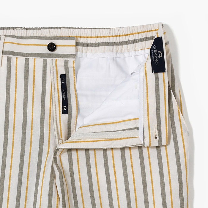 SLIMFIT LINEN PANTS (STRIPE) ORANGE