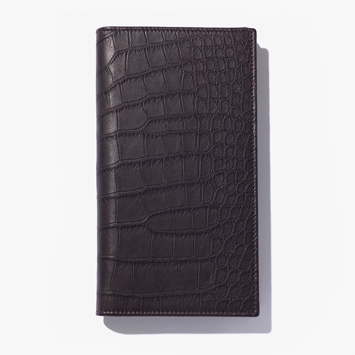 CROCODILE BREAST WALLET DARK BROWN