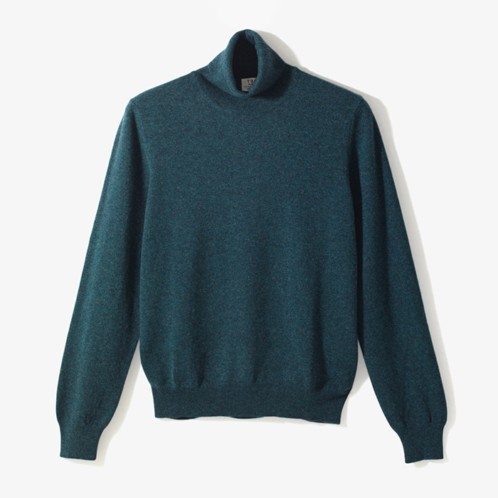 CASHMERE TURTLENECK KNIT BLUISH GREEN