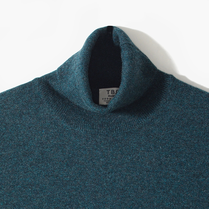 CASHMERE TURTLENECK KNIT BLUISH GREEN