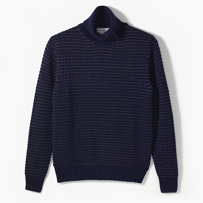 DOLCEVITA WAFFLE TURTLENECK KNIT NAVY