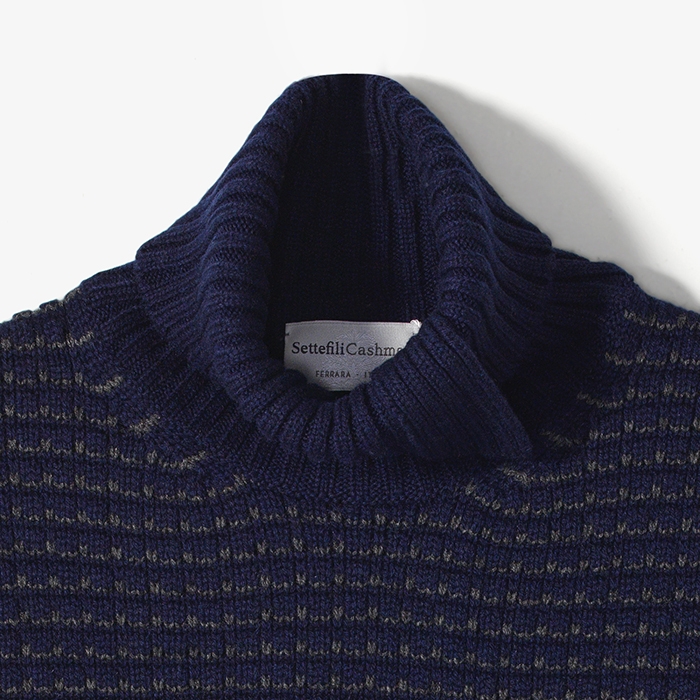 DOLCEVITA WAFFLE TURTLENECK KNIT NAVY