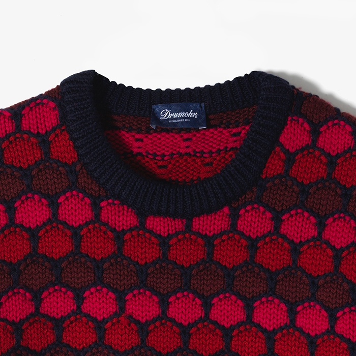 MAXI HONEYCOMB CREWNECK KNIT RED