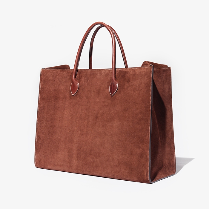 SUEDE TOTE BAG DARK BROWN