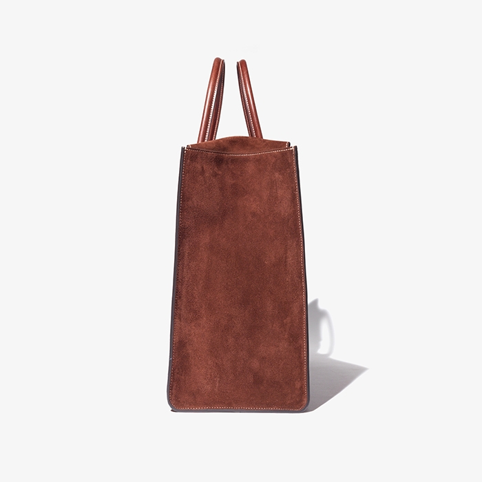 SUEDE TOTE BAG DARK BROWN