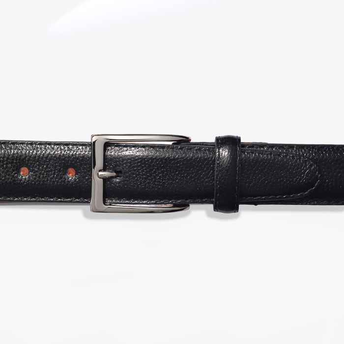 NICKEL BUCKLE ALPINE GRAIN CALF BELT BLACK