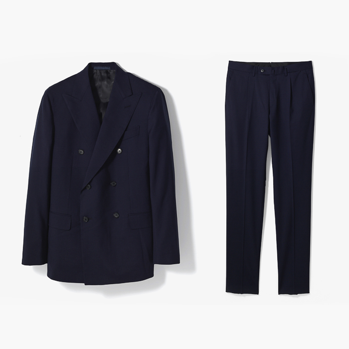 AIDA D.B. WOOL SUIT (CHECK) NAVY