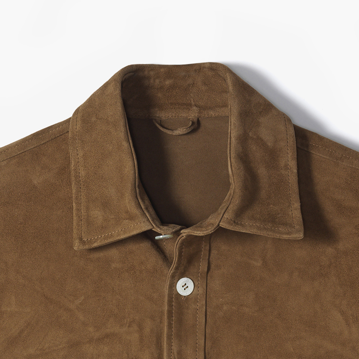 SUEDE SHIRT JACKET DARK BROWN