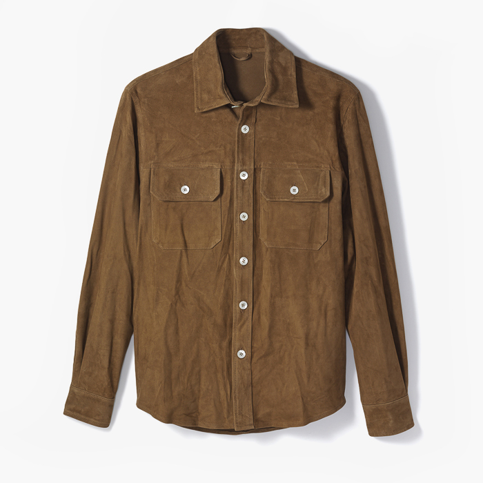 SUEDE SHIRT JACKET DARK BROWN