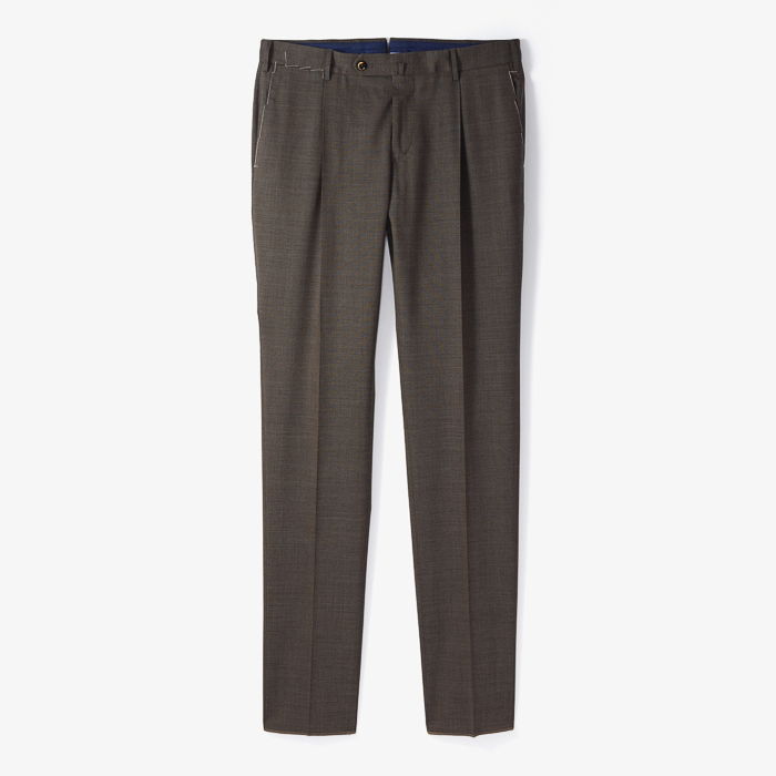 SLIM FIT 1 PENCE 4SEASON WOOL STRETCHE PANTS DARK BEIGE