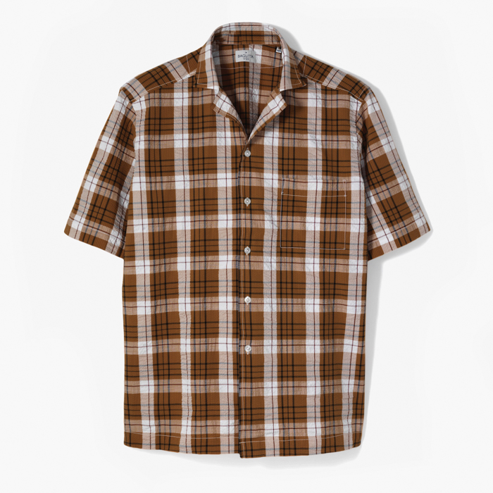 MAUI SHIRT (SEERSUCKER CHECK) BROWN