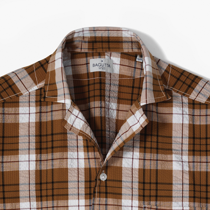 MAUI SHIRT (SEERSUCKER CHECK) BROWN