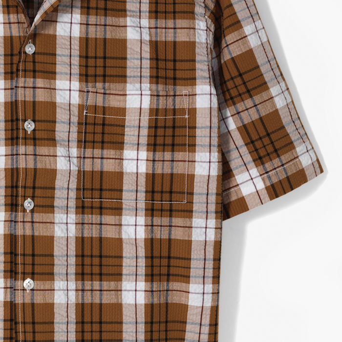 MAUI SHIRT (SEERSUCKER CHECK) BROWN