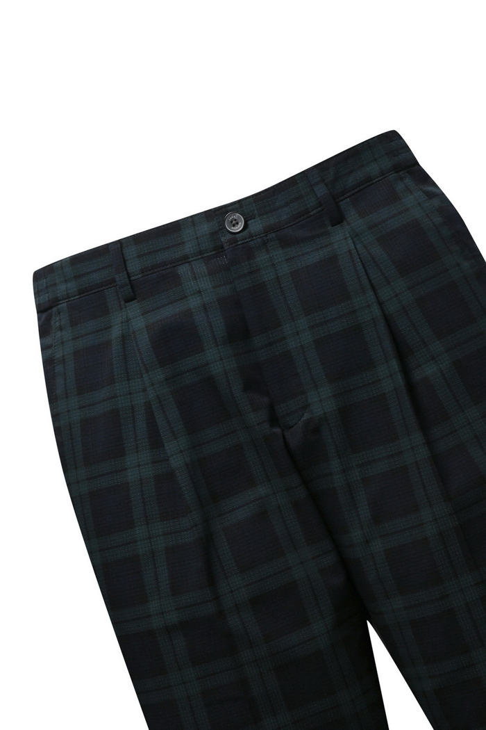 ONE TUCK TARTAN CHECK PANTS (JN X SFM) GREEN