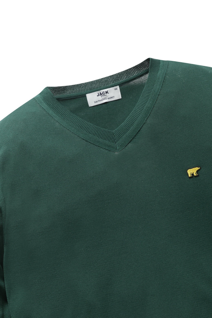 V NECK SWEATER (JN X SFM) GREEN