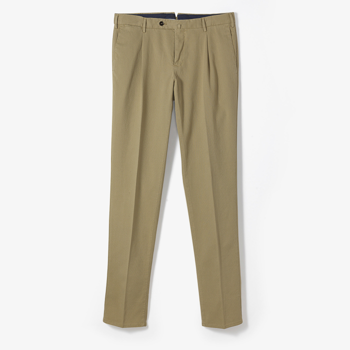 SLIM FIT 1PLEAT STRETCH MICROSTRUCTURE PANTS BEIGE