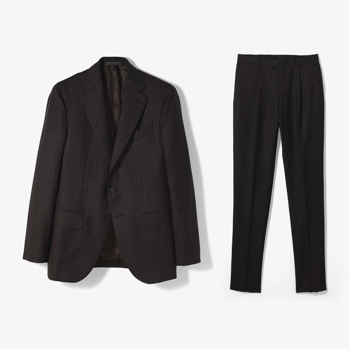 AIDA SUIT (HERRINGBONE STRIPE) DARK BROWN