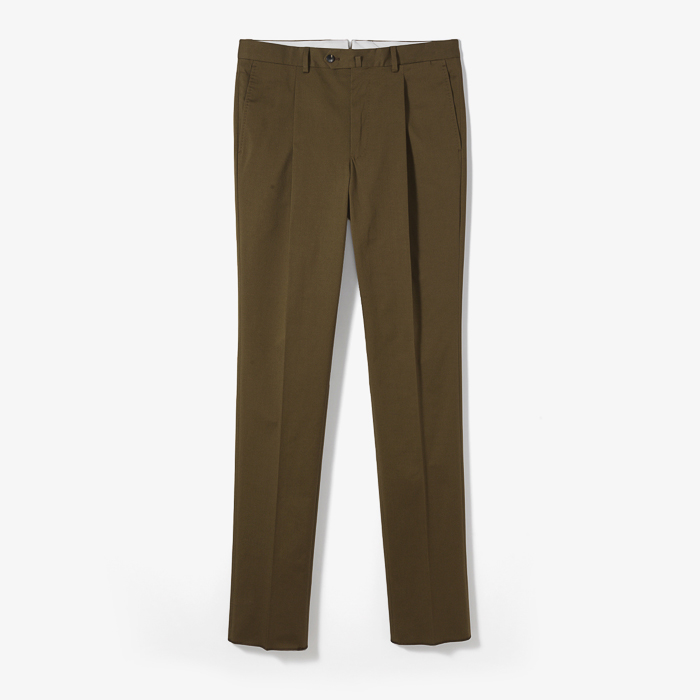 1PLEATS REGULAR FIT TROUSER MILITARY GREEN