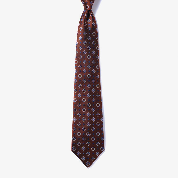 PATTERN SILK TIE 4 COGNAC