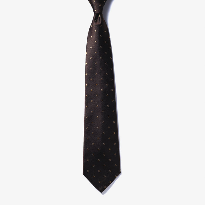 DOT SILK TIE 3 (BEIGE DOT) DARK BROWN