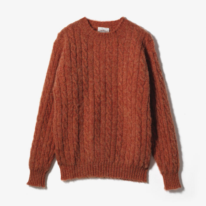 CABLE CREW NECK BRUSHED KNIT ORANGE