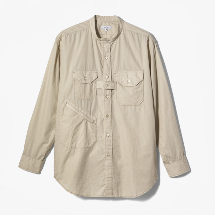 BANDED COLLAR SHIRT (PIMA COTTON BROADCLOTH) LIGHT BEIGE