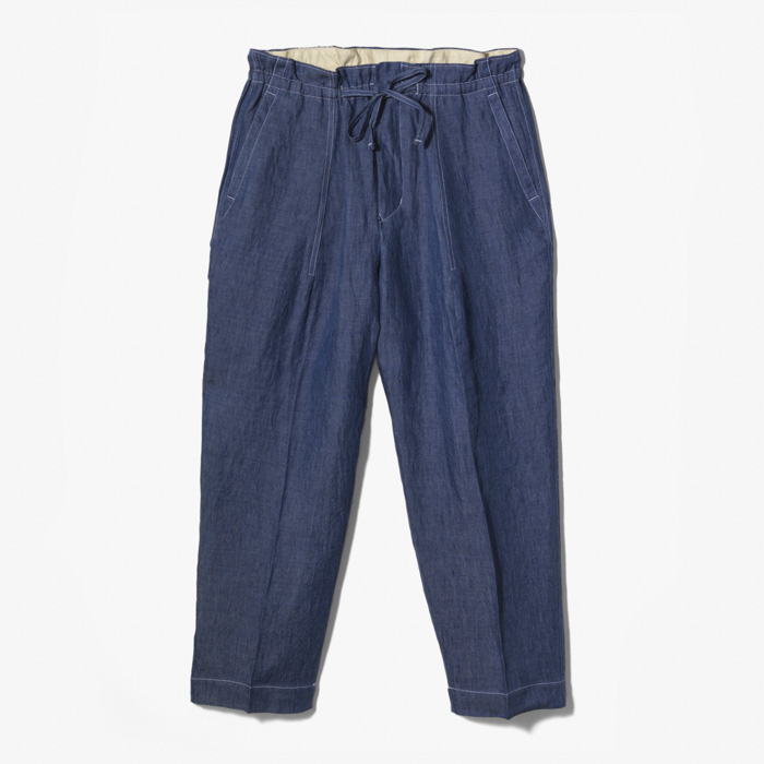 HIGH WAIST WIDE TAPERED EASY PANTS (LINEN DENIM) INDIGO