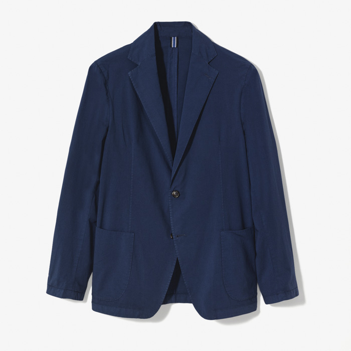 RICK SINGLE BREASTED JACKET (POPELINE GARMENT DYED STRETCH) NAVY