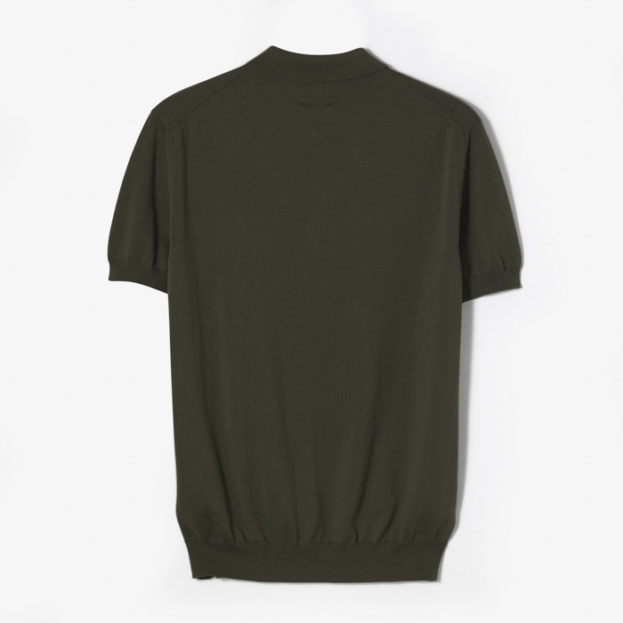 GARMENT DYED SS POLO KNIT MILITARY GREEN