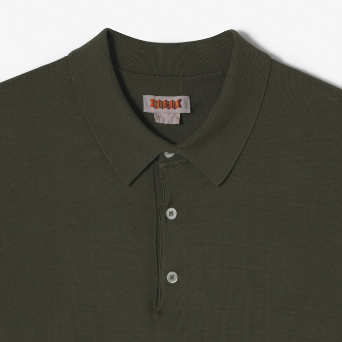 GARMENT DYED SS POLO KNIT MILITARY GREEN