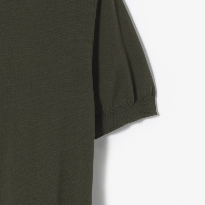 GARMENT DYED SS POLO KNIT MILITARY GREEN