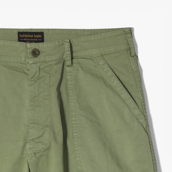 BRANDO 11 WIDE FATIGUE SHORT PANT (WASHED TWILL) LIGHT GREEN