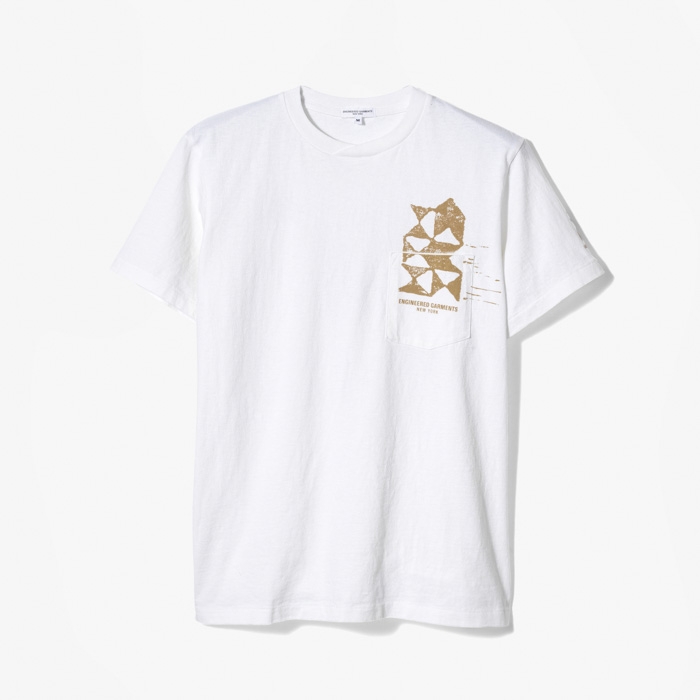 PRINTED CROSS CREW NECK POCKET T-SHIRT (GIRAFF) WHITE