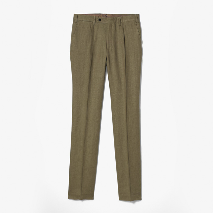 SLIM FIT 1PLEAT PANT X SFM (TELA LINO ISLANDESE) BEIGE