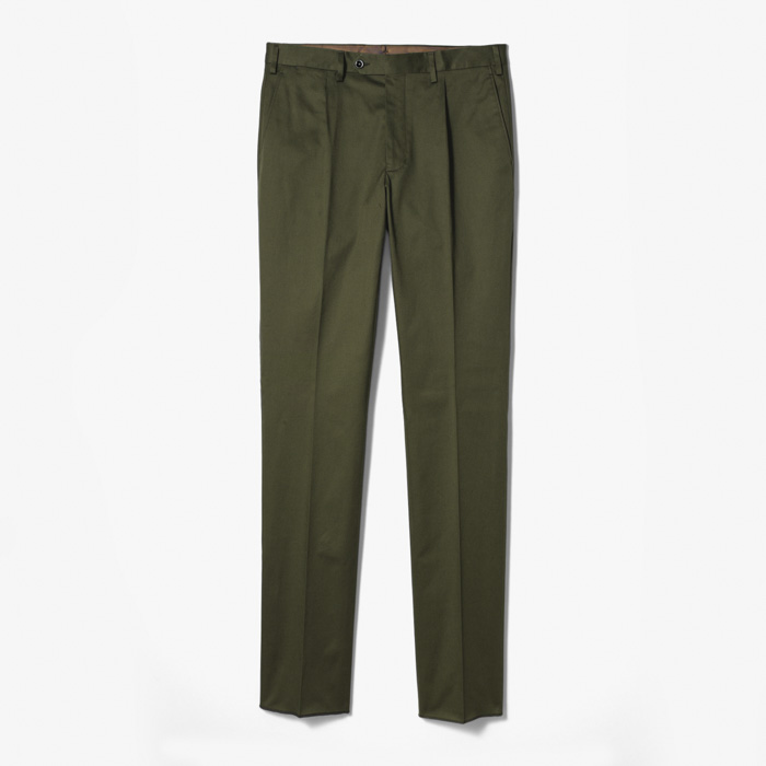 SLIM FIT 1PLEAT PANT X SFM (DRILL DOPPIO RITORTO) MILITARY GREEN