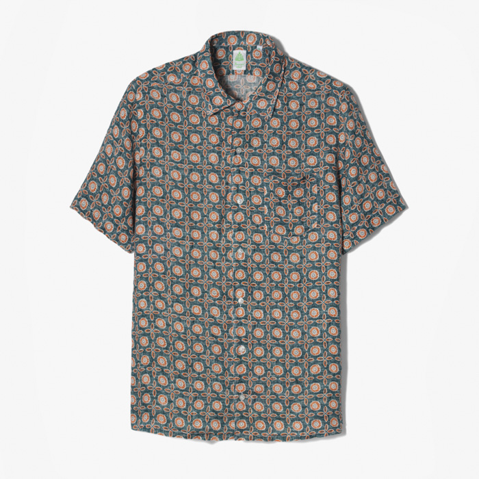 BART SHORT SLEEVE SHIRT (FLOWER PRINT) FOREST GREEN