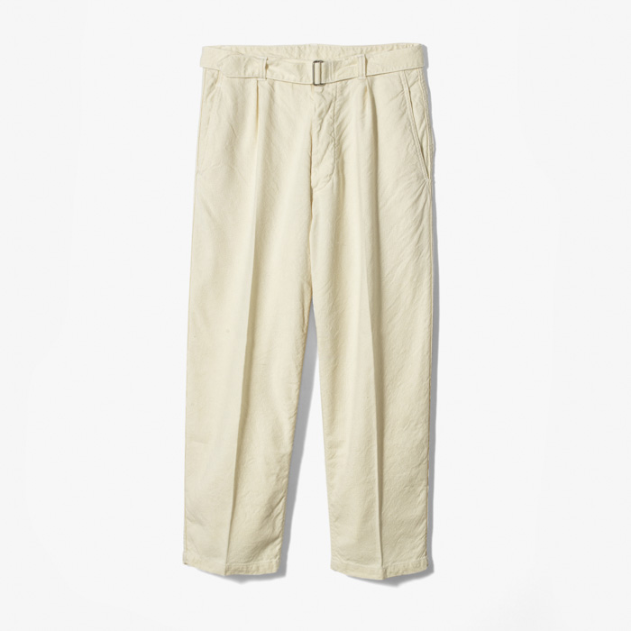 BELTED BAKER PANTS (WASHED LINEN SILK CANVAS) ECRU