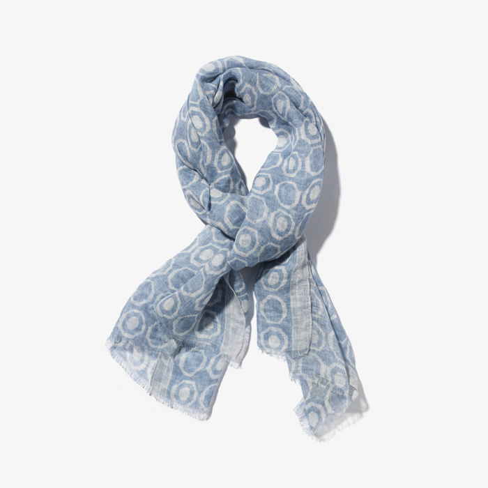 PRINTED LINEN SCARF 2601 LIGHT BLUE