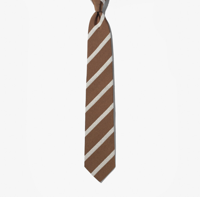 SILK WOVEN TIE (DIAGONAL STRIPE) DARK BEIGE