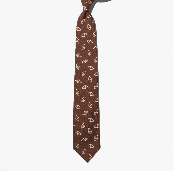 SILK PRINTED TIE (CANVAS SCHAPPE PATTERN 1) BROWN